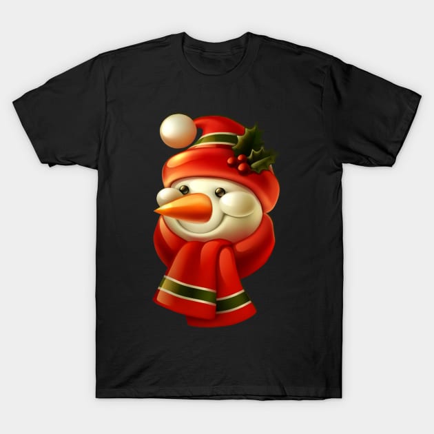Smiling Snowman T-Shirt by Balonku